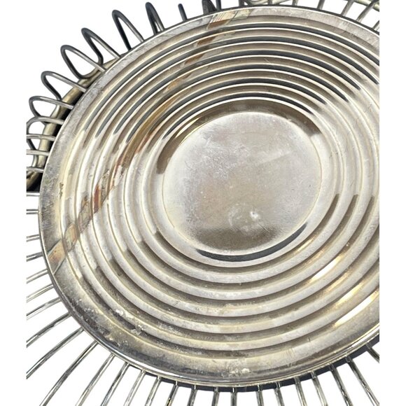 Silver Plate Wire Fruit Bread Basket Round Bowl Art MCM Retro Holiday Dinner VTG - Picture 6 of 10